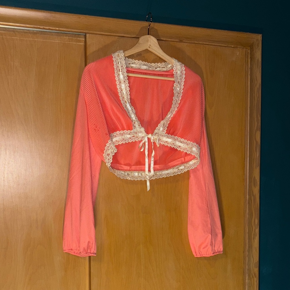 Vintage boho Coral crop